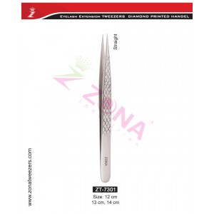 (Diamond Printed Handle) Straight Eyelash Extension Tweezers