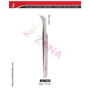 (Diamond Printed Handle) Parrot Tips Eyelash Extension Tweezers