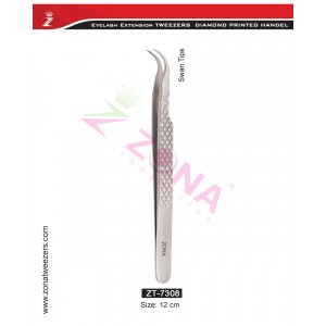 (Diamond Printed Handle) Swan Tips Eyelash Extension Tweezers