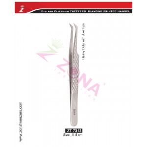 (Diamond Printed Handle) Heavy Duty With Axe Tips Eyelash Extension Tweezers