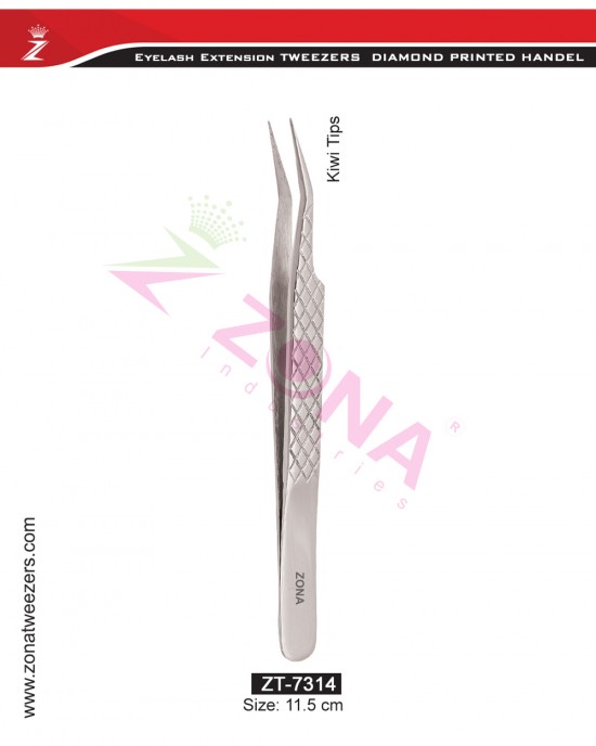 (Diamond Printed Handle) Kiwi Tips Eyelash Extension Tweezers