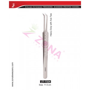 (Diamond Printed Handle) Heavy Duty With Axe Tips Eyelash Extension Tweezers