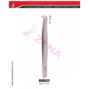 (Diamond Printed Handle) 25 Degree Angle Eyelash Extension Tweezers