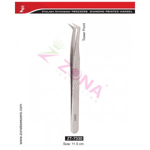 (Diamond Printed Handle) Tower Point Eyelash Extension Tweezers