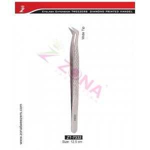 (Diamond Printed Handle) Wide Tip Eyelash Extension Tweezers