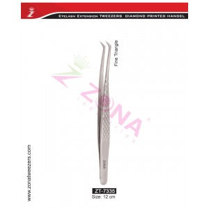 (Diamond Printed Handle) Fine Triangle Eyelash Extension Tweezers