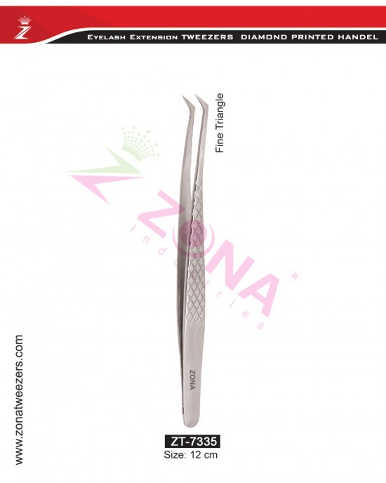 (Diamond Printed Handle) Fine Triangle Eyelash Extension Tweezers