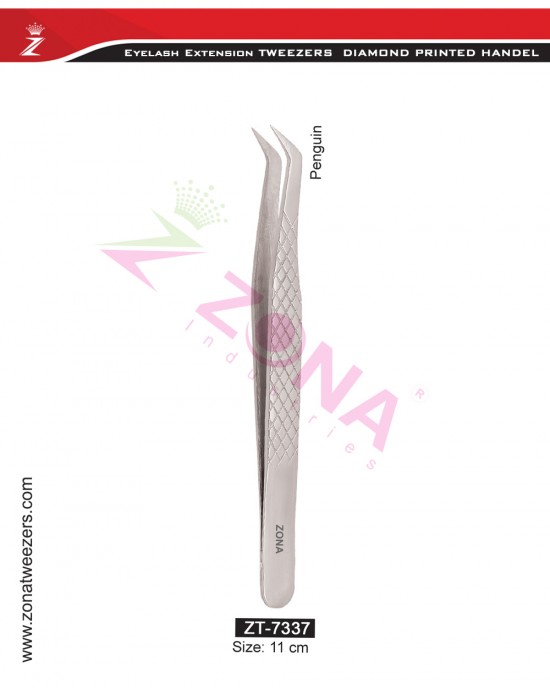 (Diamond Printed Handle) Penguin Eyelash Extension Tweezers