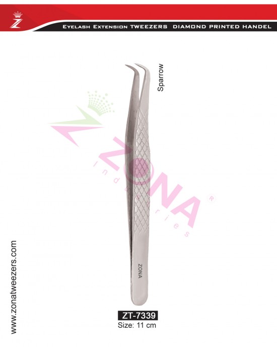 (Diamond Printed Handle) Sparrow Eyelash Extension Tweezers