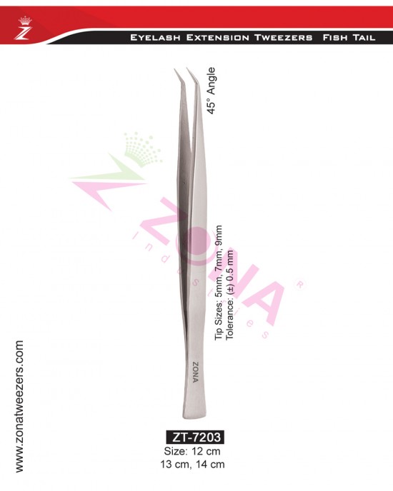 (Fish Tail) 45 Degree Angle Eyelash Extension Tweezers