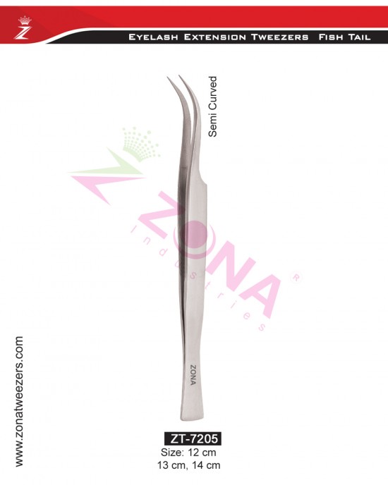 (Fish Tail) Semi Curved Eyelash Extension Tweezers