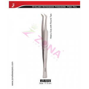 (Fish Tail) Heavy Duty With Round Tips Eyelash Extension Tweezers