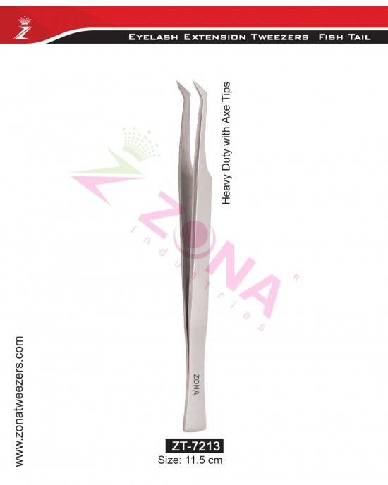 (Fish Tail) Heavy Duty With Axe Tips Eyelash Extension Tweezers