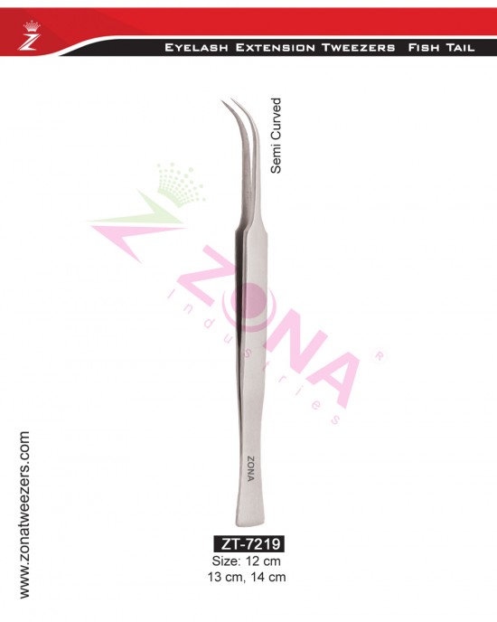 (Fish Tail) Semi Curved Eyelash Extension Tweezers