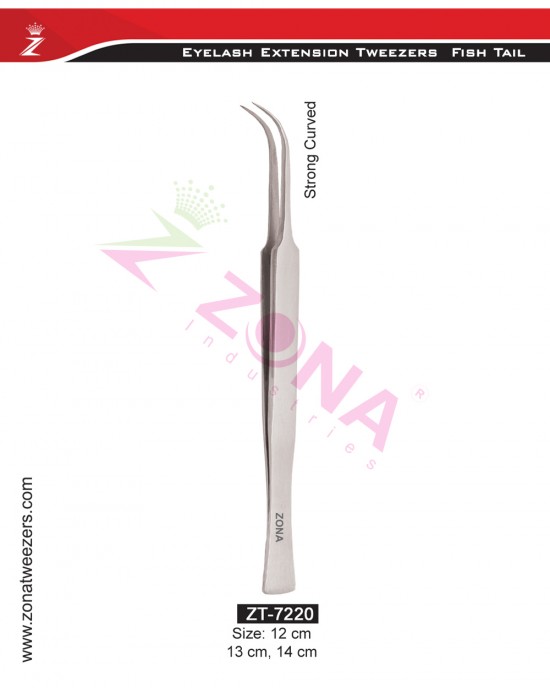 (Fish Tail) Strong Curved Eyelash Extension Tweezers