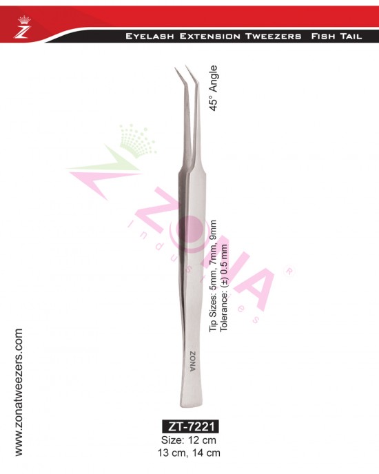 (Fish Tail) 45 Degree Angle Eyelash Extension Tweezers