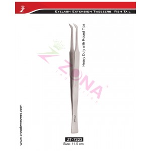 (Fish Tail) Heavy Duty With Round Tips Eyelash Extension Tweezers