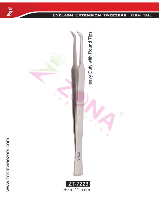 (Fish Tail) Heavy Duty With Round Tips Eyelash Extension Tweezers