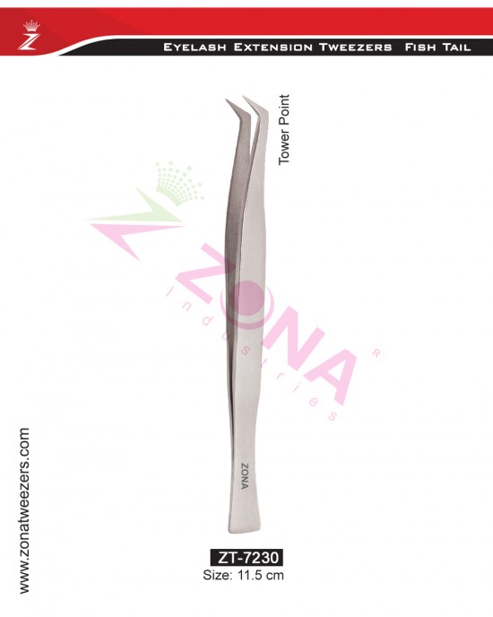 (Fish Tail) Tower Point Eyelash Extension Tweezers