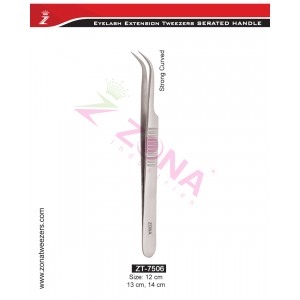 (Serrated Handle) Strong Curved Eyelash Extension Tweezers