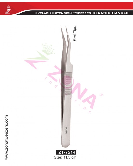 (Serrated Handle) Kiwi Tips Eyelash Extension Tweezers