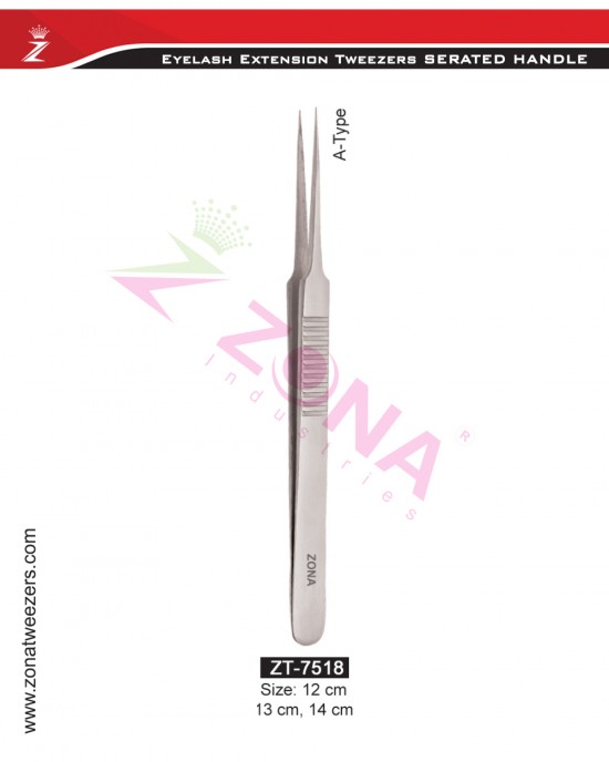 (Serrated Handle) A-Type Eyelash Extension Tweezers