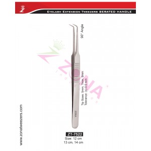 (Serrated Handle) 90 Degree Angle Eyelash Extension Tweezers