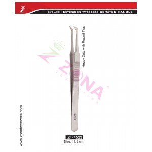 (Serrated Handle) Heavy Duty With Round Tips Eyelash Extension Tweezers