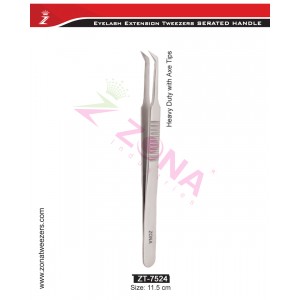 (Serrated Handle) Heavy Duty With Axe Tips Eyelash Extension Tweezers