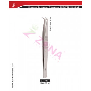 (Serrated Handle) Fine Tower Point Eyelash Extension Tweezers