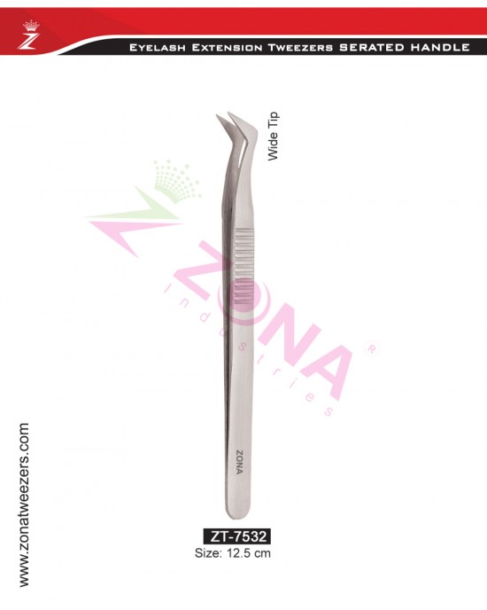 (Serrated Handle) Wide Tip Eyelash Extension Tweezers