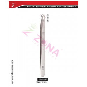 (Serrated Handle) Short Tip Eyelash Extension Tweezers