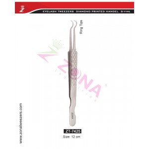 (Diamond Printed Handle S-Type) Axe Tips Eyelash Extension Tweezers