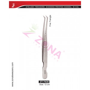 (Diamond Printed Handle S-Type) Fine Triangle Eyelash Extension Tweezers