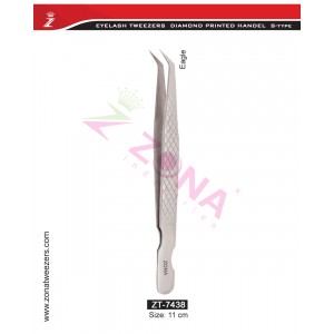 (Diamond Printed Handle S-Type) Eagle Eyelash Extension Tweezers