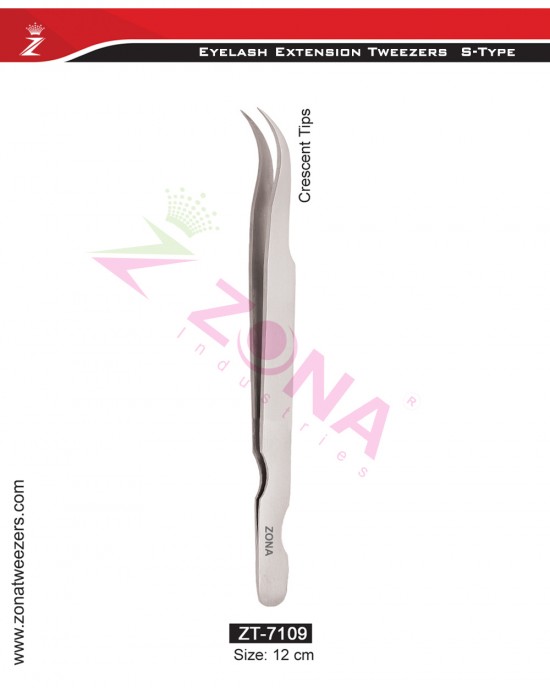 (S-Type) Crescent Tips Eyelash Extension Tweezers