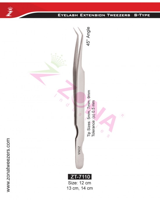 (S-Type) 45 Degree Angle Eyelash Extension Tweezers