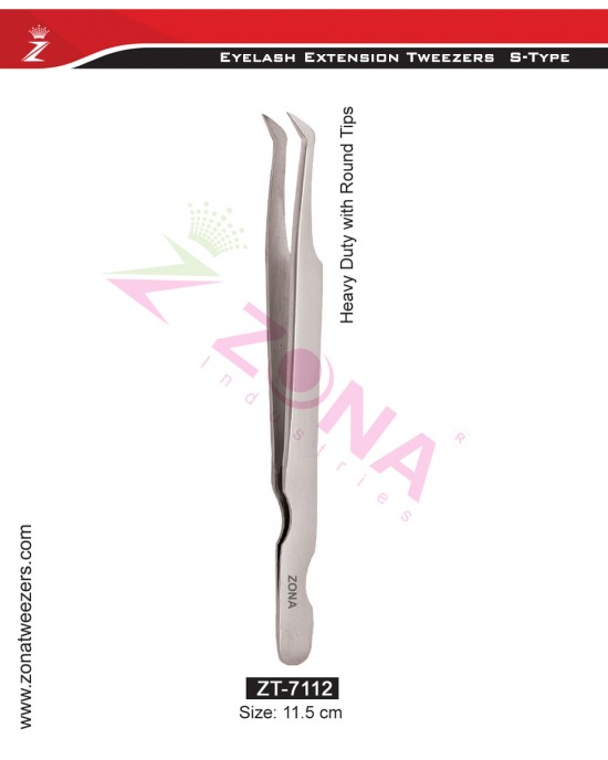 (S-Type) Heavy Duty With Round Tips Eyelash Extension Tweezers