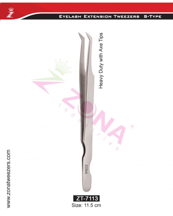 (S-Type) Heavy Duty With Axe Tips Eyelash Extension Tweezers