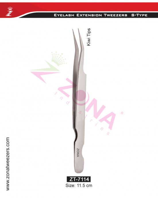 (S-Type) Kiwi Tips Eyelash Extension Tweezers