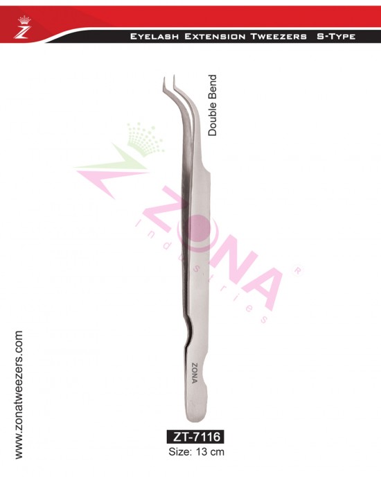 (S-Type) Double Bend Eyelash Extension Tweezers