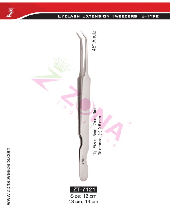 (S-Type) 45 Degree Angle Eyelash Extension Tweezers