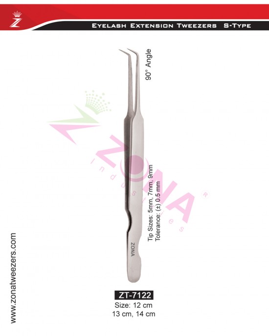 (S-Type) 90 Degree Angle Eyelash Extension Tweezers