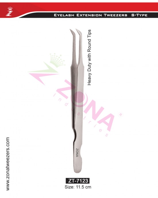 (S-Type) Heavy Duty With Round Tips Eyelash Extension Tweezers