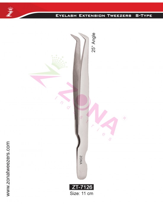 (S-Type) 25 Degree Angle Eyelash Extension Tweezers