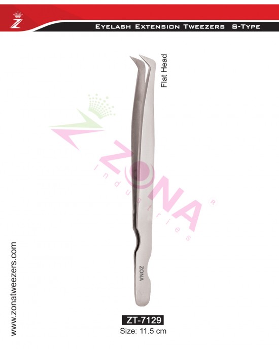 (S-Type) Flat Head Eyelash Extension Tweezers