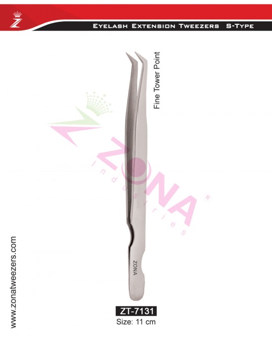 (S-Type) Fine Tower Point Eyelash Extension Tweezers