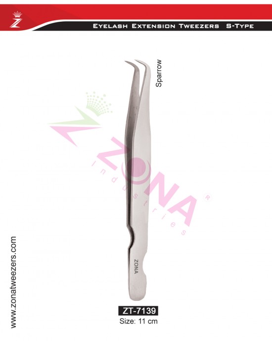 (S-Type) Sparrow Eyelash Extension Tweezers